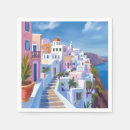 Buscar santorini grecia servilletas Acuarela