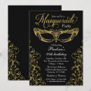 Buscar mascarada invitaciones Negro y oro