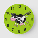 Buscar vaca del dibujo animado relojes de pared Divertido