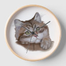 Buscar cara del gato relojes de pared Acuarela