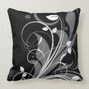 Buscar flor gris cojines Negro