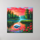 Buscar cisnes lienzos Lago