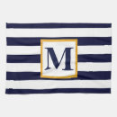 Buscar rayas azules y blancas paños de cocina Monograma