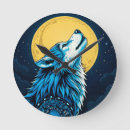 Buscar lobo relojes de pared Noche