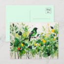 Buscar pájaro verde postales Acuarela
