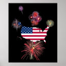 Buscar bandera y fuegos artificiales posters Ee uu