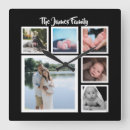 Buscar diseño cuadrado relojes de pared Negro