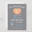 Buscar la calabaza invitaciones de cumpleaños Nuestra pequeña calabaza