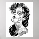 Buscar día de la mujer muerta posters Calavera