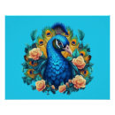 Buscar flor de pavo real posters Azul
