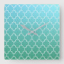 Buscar blanco y turquesa relojes de pared Geométrico