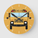 Buscar autobús escolar relojes de pared Amarillo