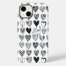 Buscar en forma corazón iphone fundas Negro y blanco
