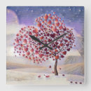 Buscar árbol del corazón relojes de pared Rojo