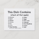 Buscar ingrediente tarjetas de visita Comida