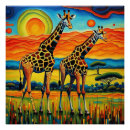 Buscar jirafa posters Puesta de sol