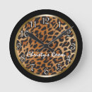 Buscar leopardo relojes de pared Negro