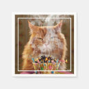 Buscar gato blanco servilletas Feliz cumpleaños