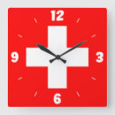 Buscar bandera suiza relojes de pared Rojo