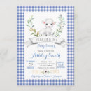 Buscar ovejas invitaciones Gingham azul