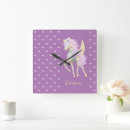 Buscar unicornio lindo relojes de pared Rosa