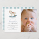 Buscar caballo azul invitaciones Gingham