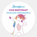Buscar unicornio divertido pegatinas Cumpleaños de unicornio