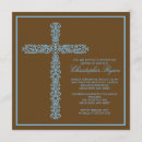 Buscar azul marrón invitaciones para bautizos Cruz