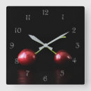 Buscar fruta relojes de pared Negro