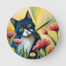 Buscar gato negro relojes de pared Para niños