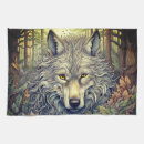 Buscar lobo gris paños de cocina Bosque