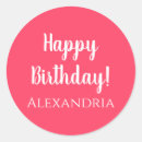 Buscar feliz cumpleaños en rosa pegatinas Nombre