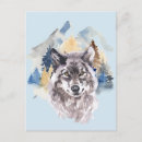 Buscar lobo acuarela postales Bosque