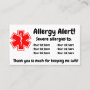 Buscar alergia tarjetas de visita Comida