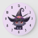 Buscar gato halloween de relojes de pared Bruja