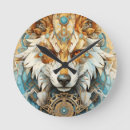 Buscar lobo relojes de pared Acuarela