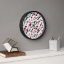 Buscar notas la música de relojes de pared Blanco y negro