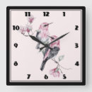 Buscar pájaro negro relojes de pared Flor