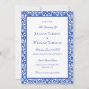 Buscar damasco azul y blanco invitaciones Elegante