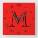 Buscar rojo y negro relojes de pared Monograma