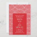 Buscar rojo y blanco boda invitaciones Moderno