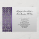 Buscar plata del damasco boda invitaciones Púrpura