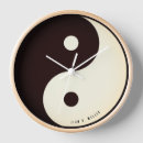 Buscar símbolo yin yang relojes de pared Blanco negro