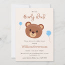 Buscar oso marrón invitaciones Globo azul