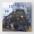 Buscar tren histórico relojes de pared Negro