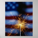 Buscar bandera y fuegos artificiales posters Cuarto de julio