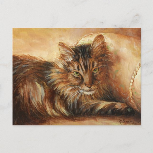 0005 Cat en la tarjeta postal de almohada (Anverso)