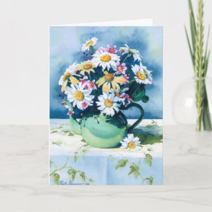 0006 Daisies en la tarjeta de cumpleaños Green Tea