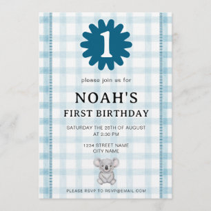 001 Cielo Acuarela Koala Invitación Cumpleaños