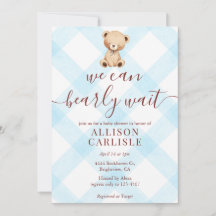 002 Invitación de Baby Shower de Oso de Peluche Az